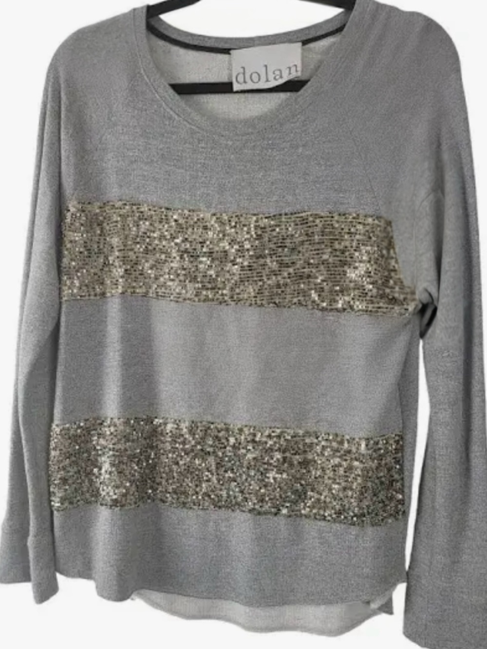 Anthropologie Dolan Sequin Striped French Terry Sweatshirt